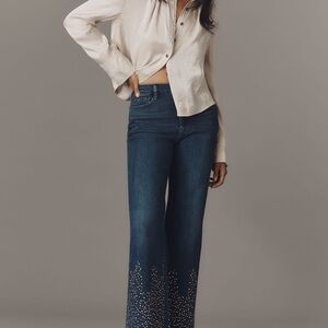 Pilcro Dark Blue Flare Jeans with Embellishments